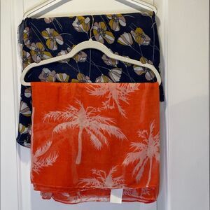 Bundle of Scarf  Orange Palm Tree Infinity / Floral Scarf
